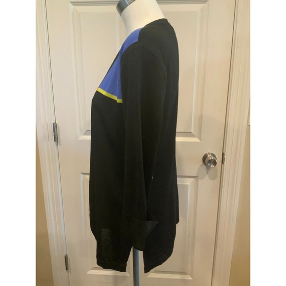 Exclusively Misook Black, Blue, & Green Colorblock Open Cardigan, Size XS - Picture 4 of 7